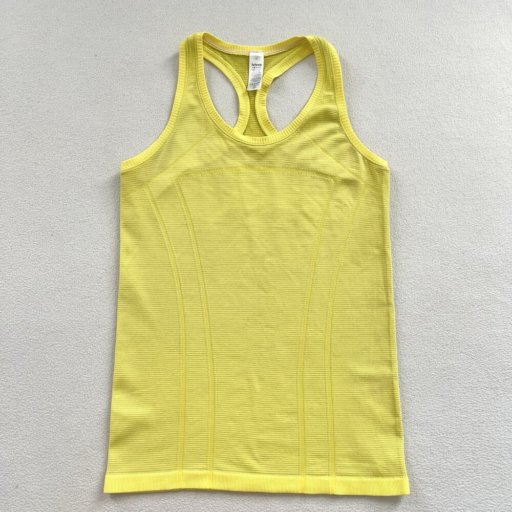 Ivivva by Lululemon Solid Yellow Swiftly Fly Tech Racerback Tank Top Girl 14